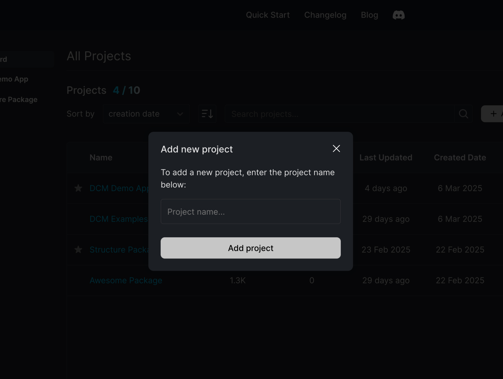Add Project Modal