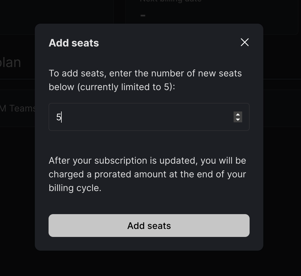 Add Seats Modal