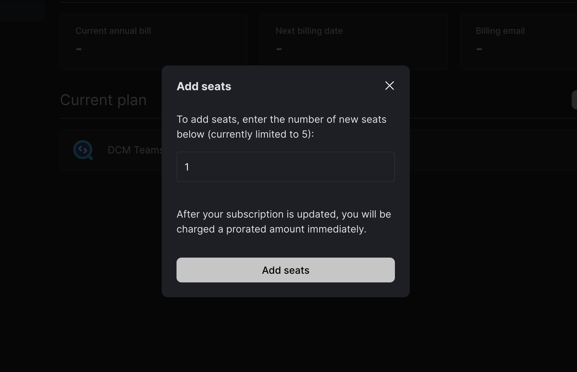 Add Seats Modal