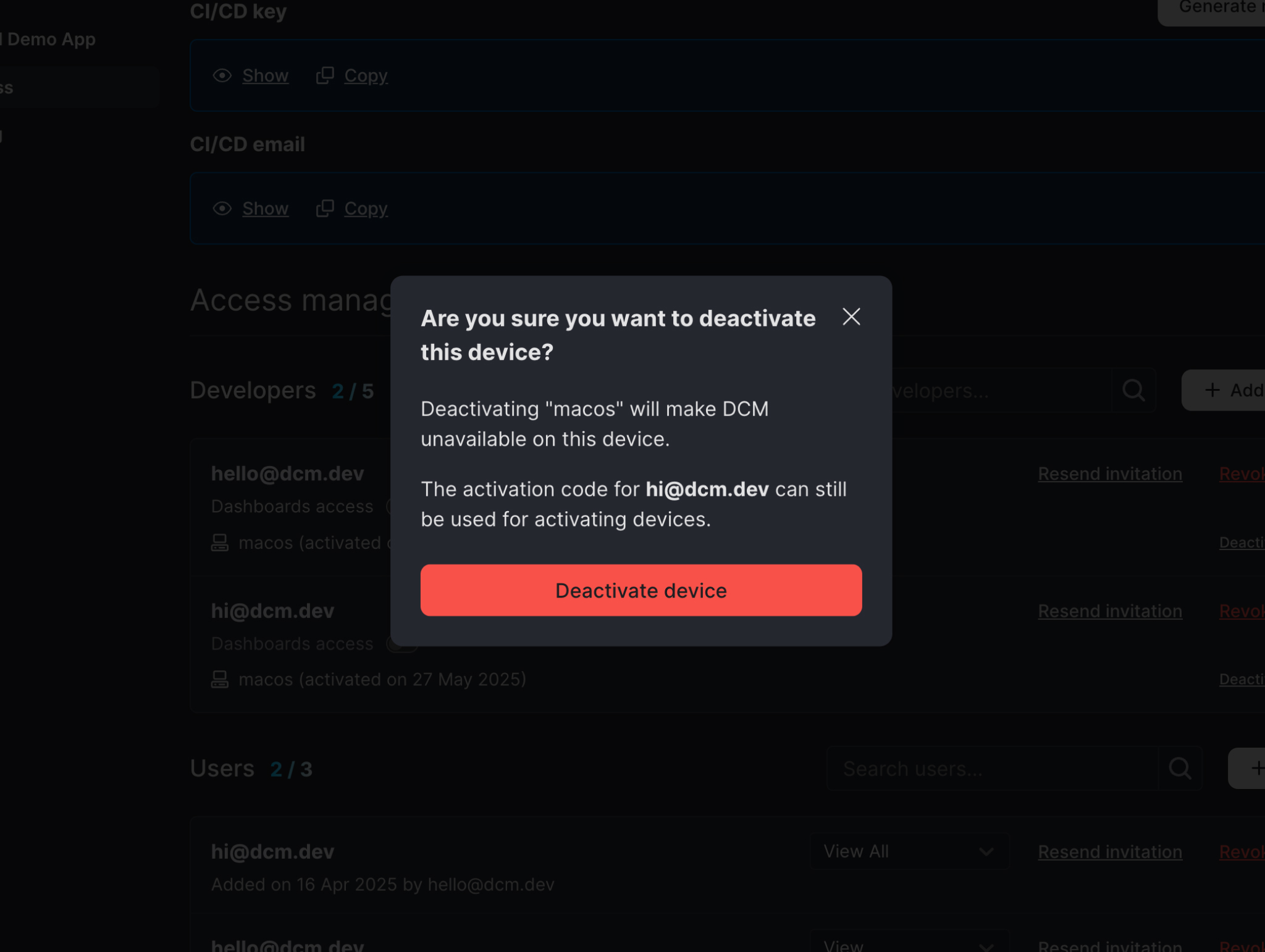 Deactivate Developer