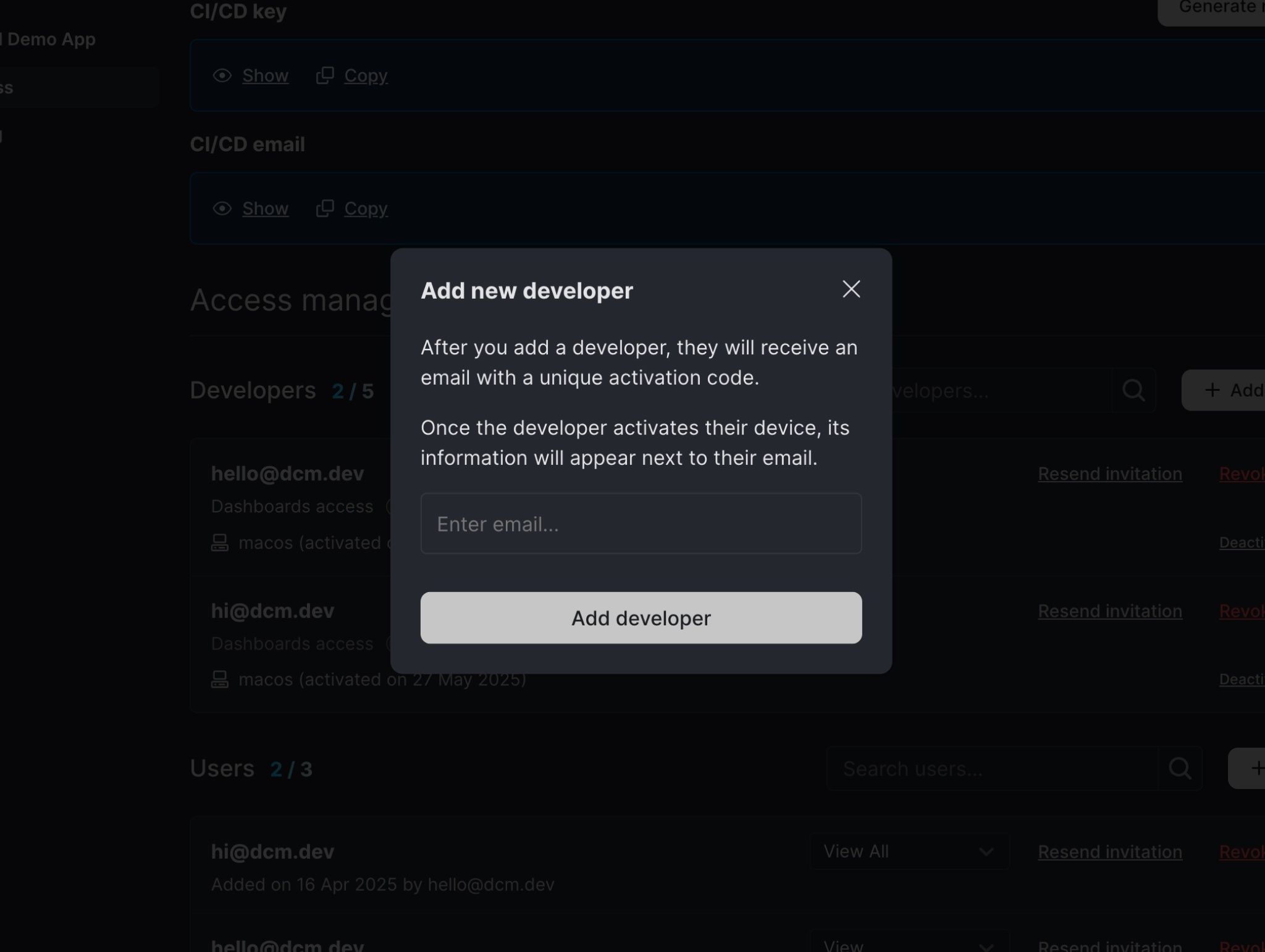 Invite Developer