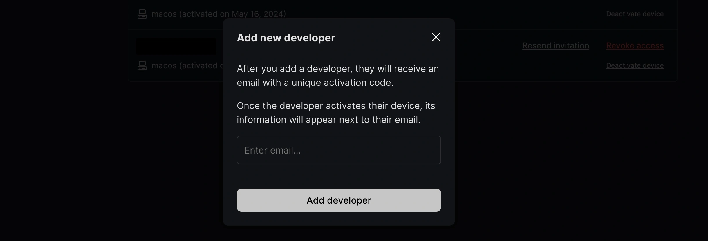 Invite Developer