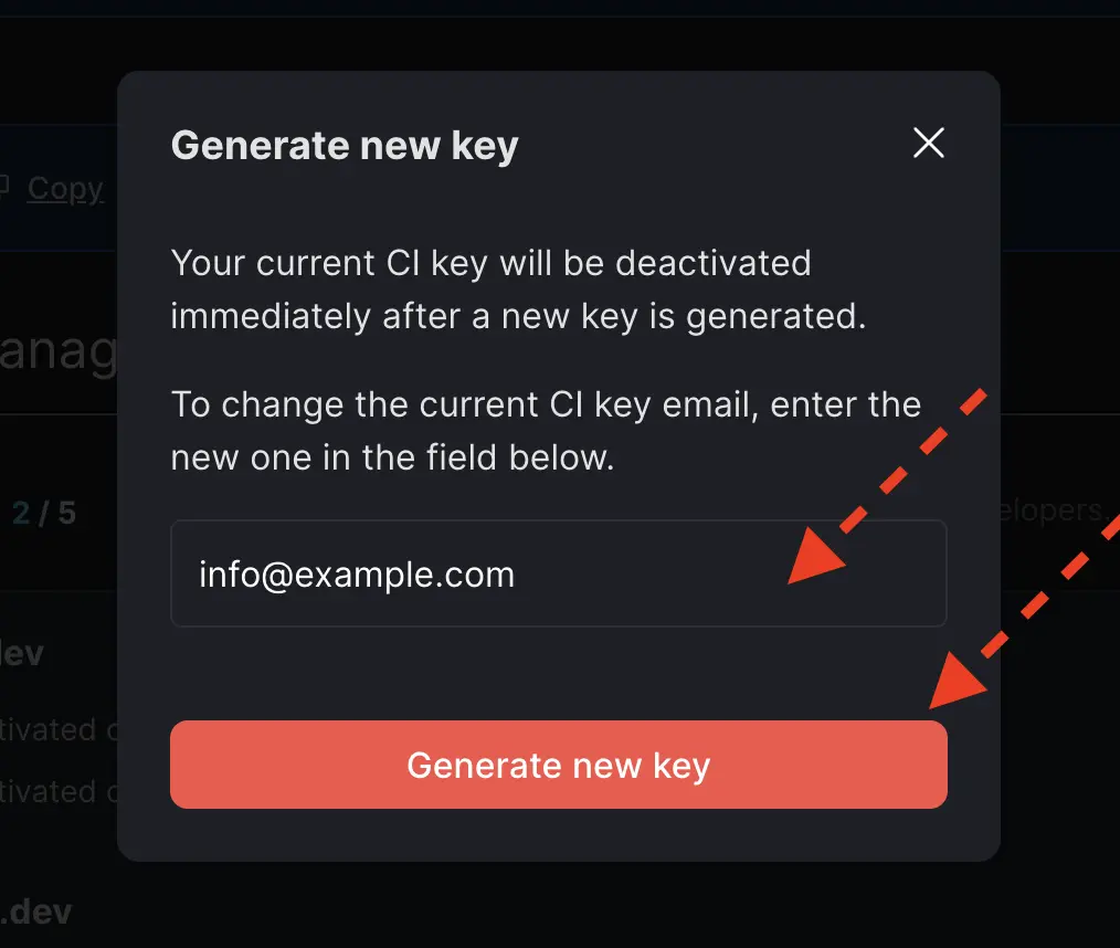 Reset Key Modal