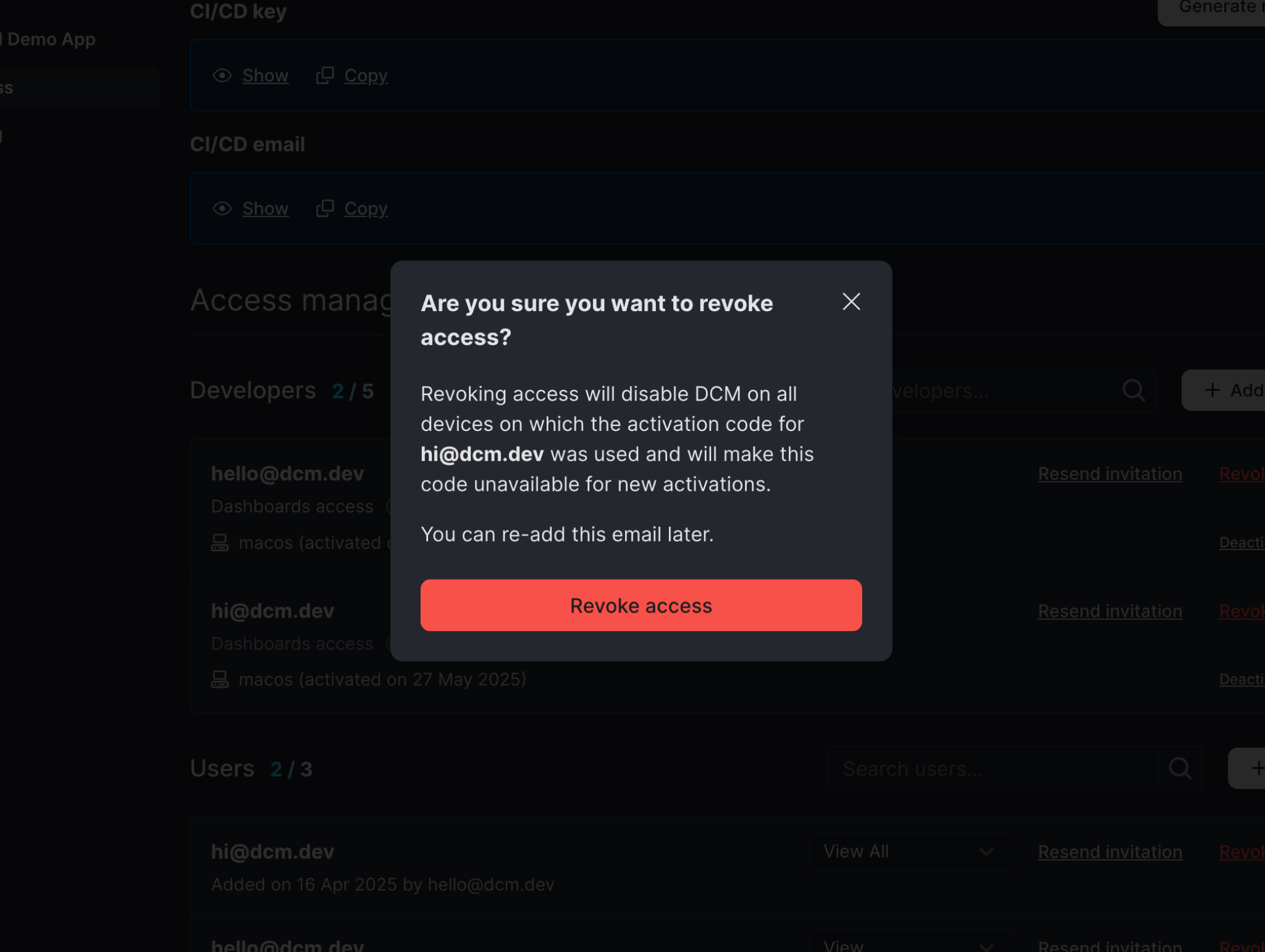 Remove Developer&#39;s Access
