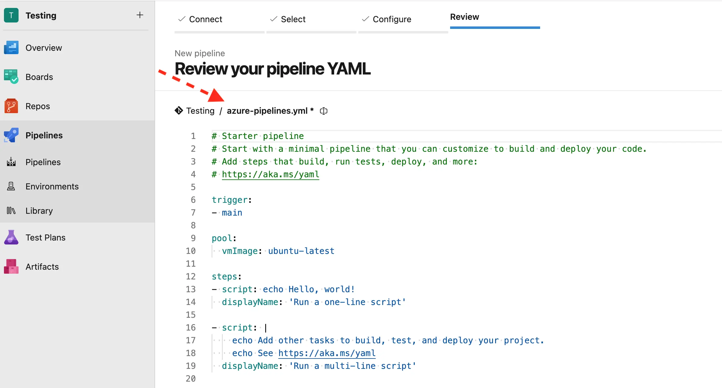 AzureDevOps pipeline editor