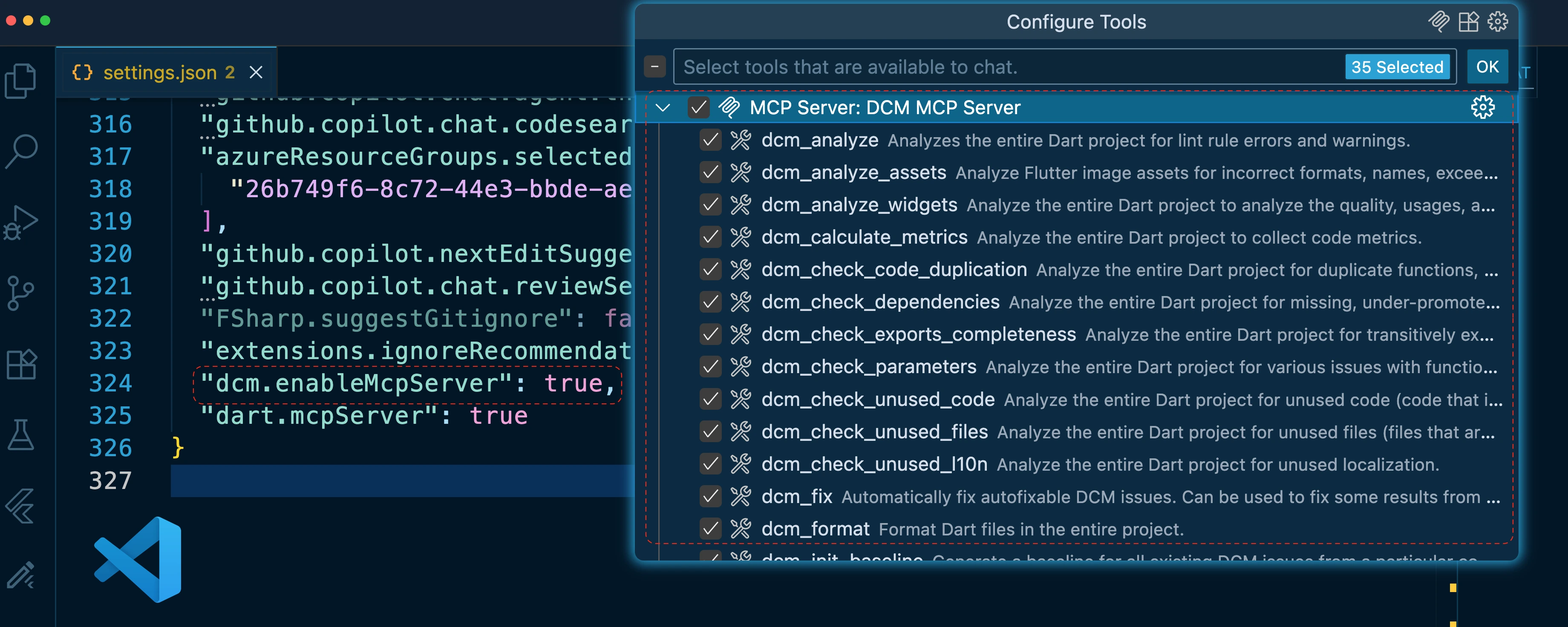 GitHub Copilot and DCM MCP server