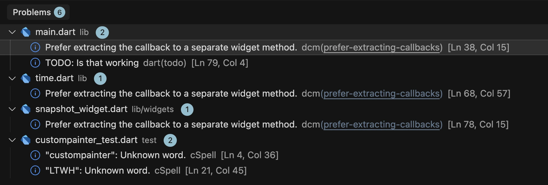 Cursor Problem Panel
