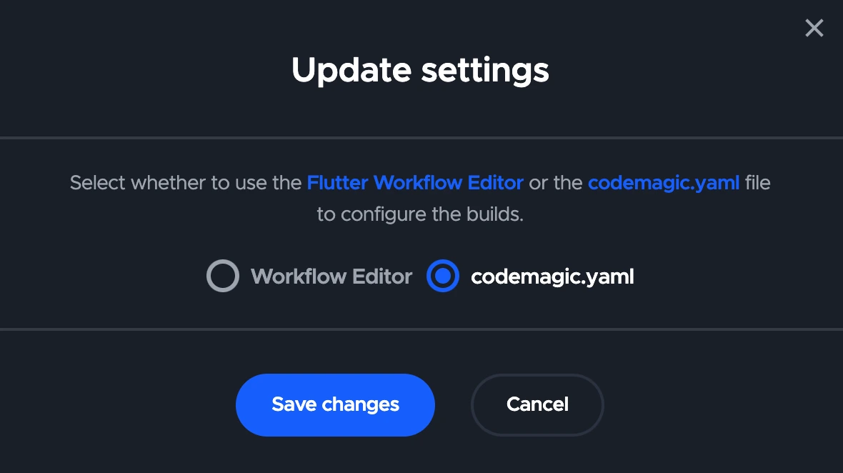 Codemagic Editor or Yaml