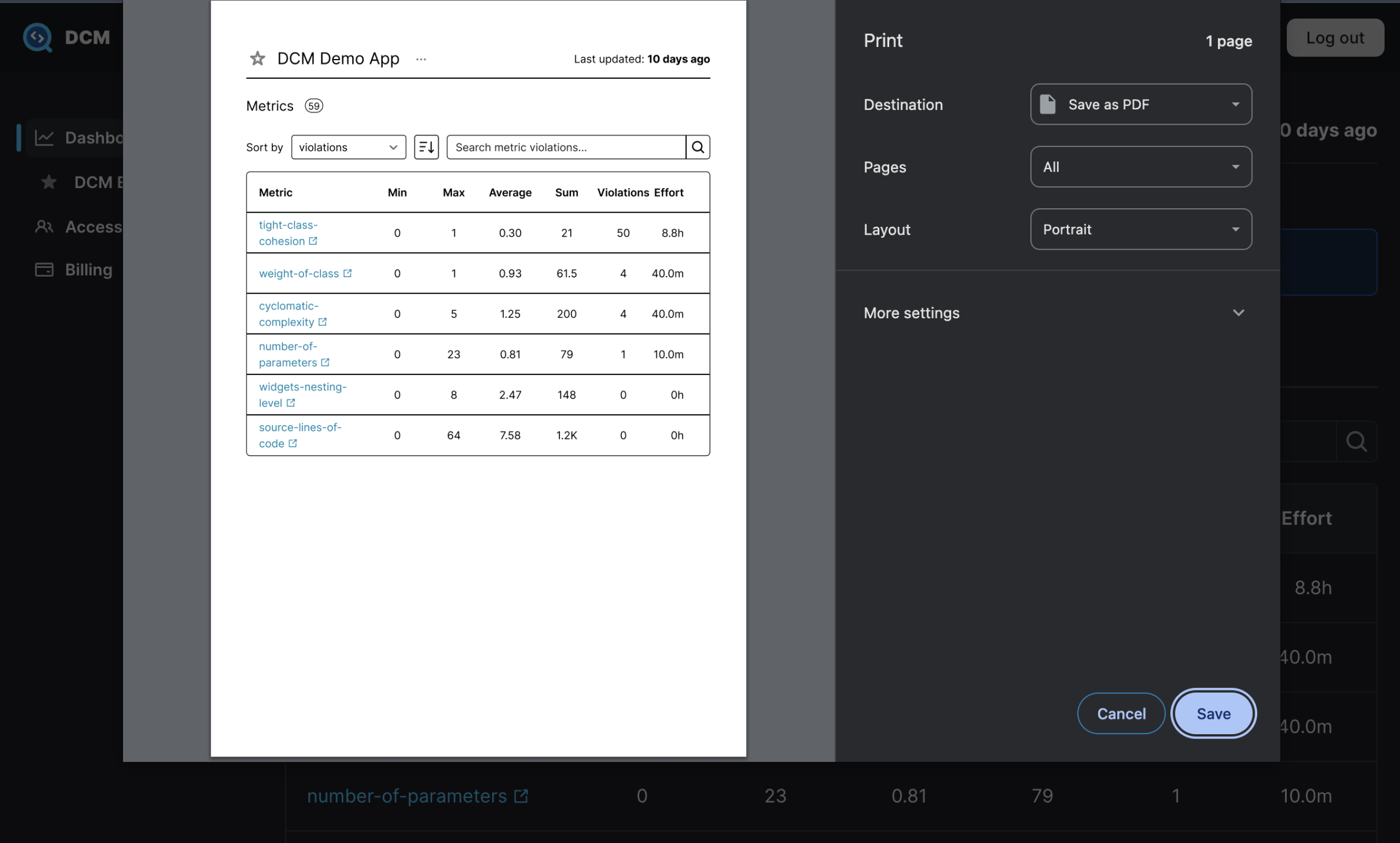 Metrics PDF Report