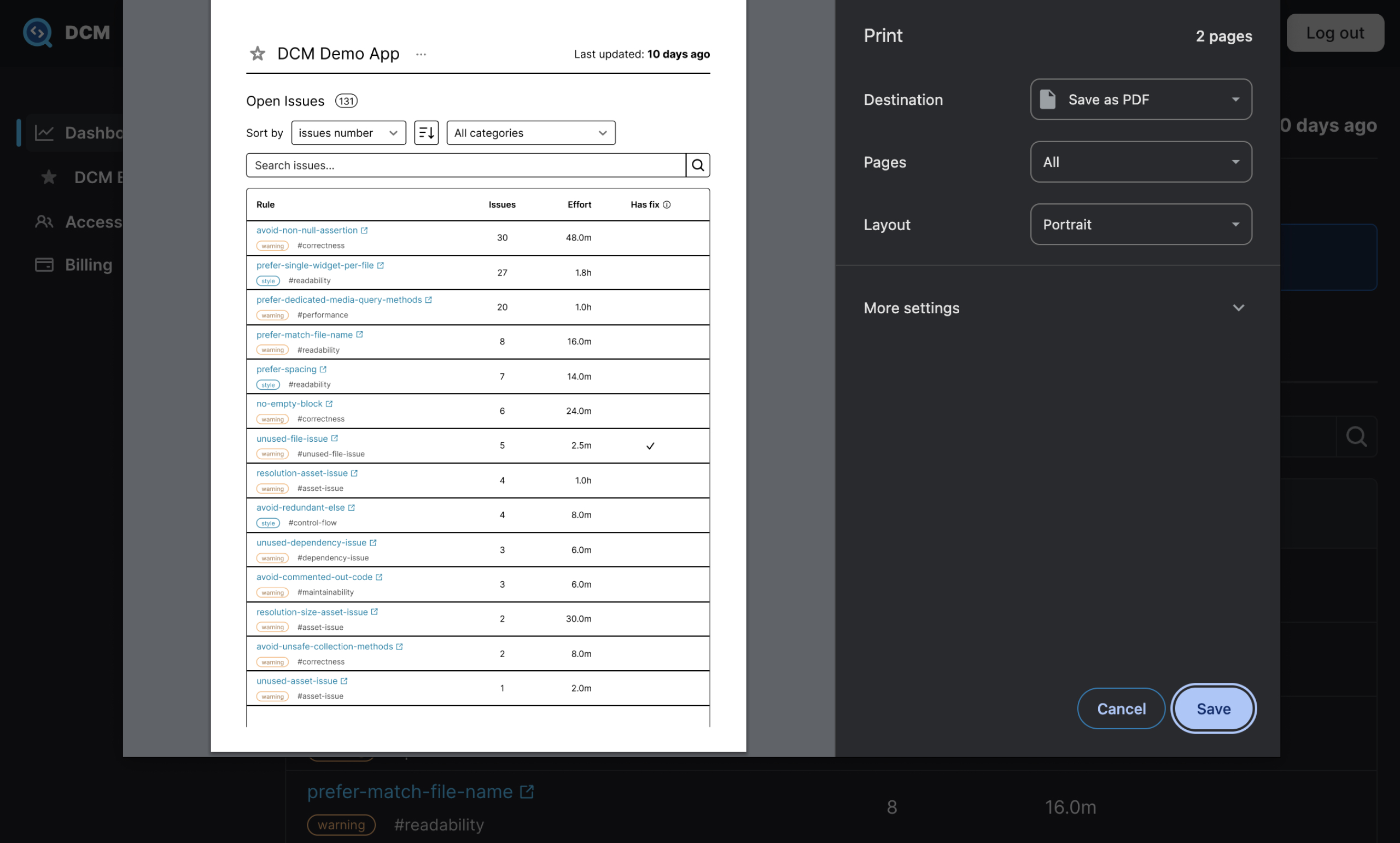Open Issues PDF Report