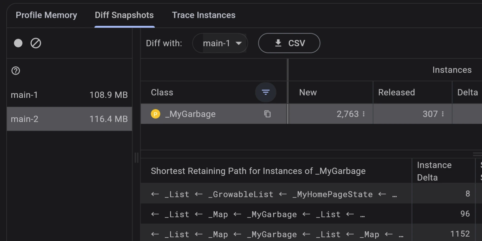 Take Heap Snapshots