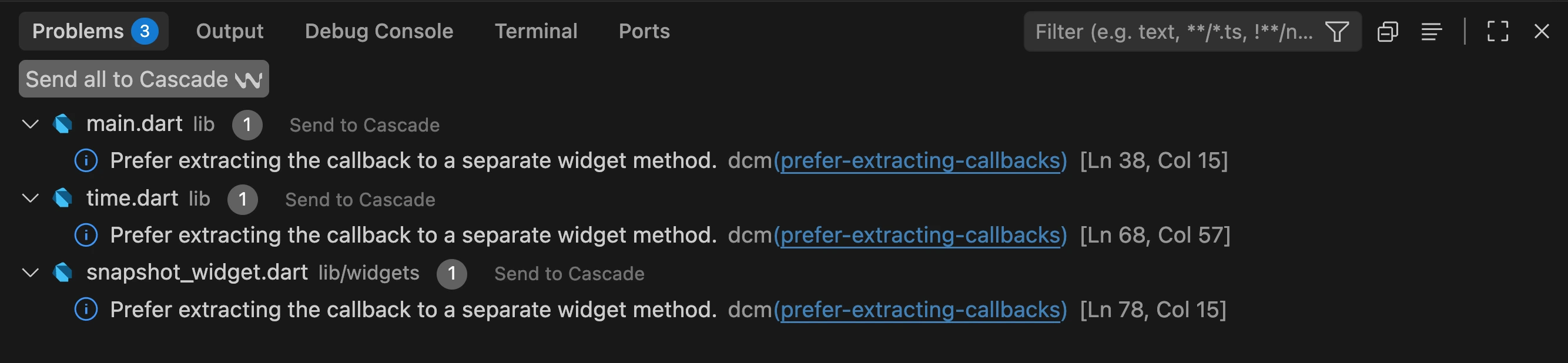 Windsurf Problem Panel