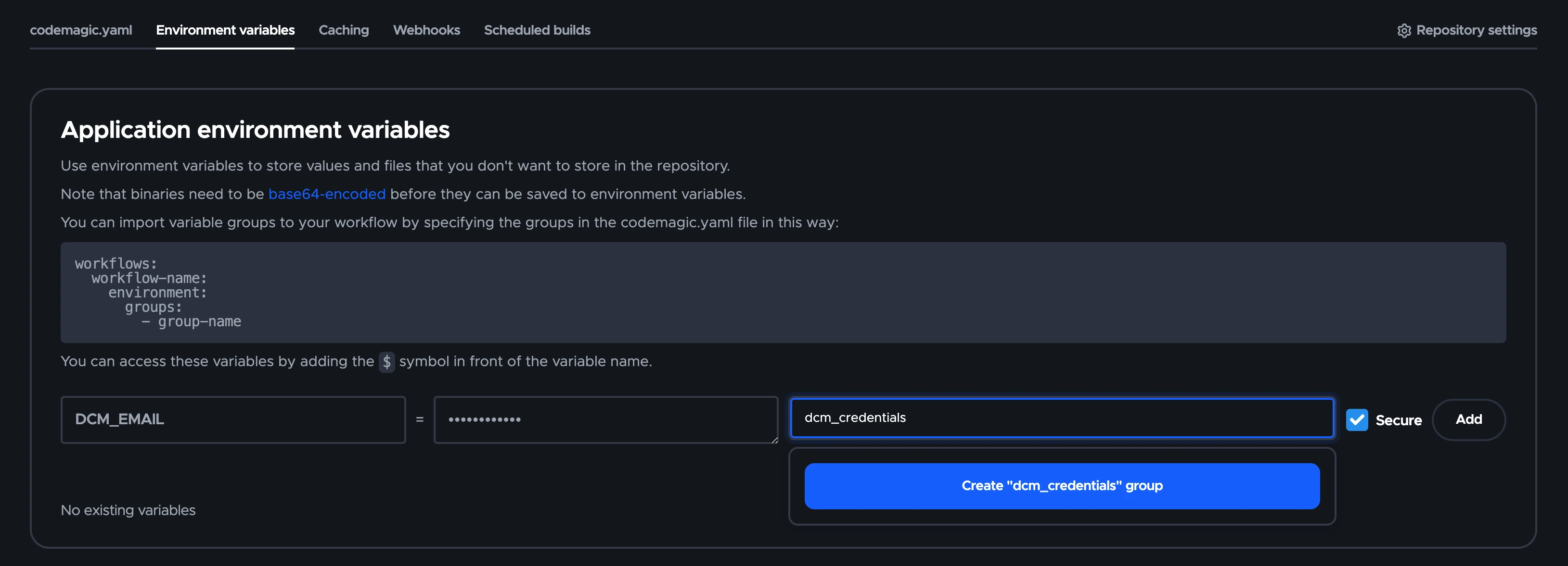 YAML Environment Step