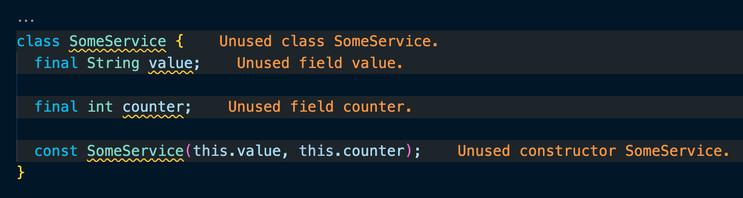 Unused code in IDE